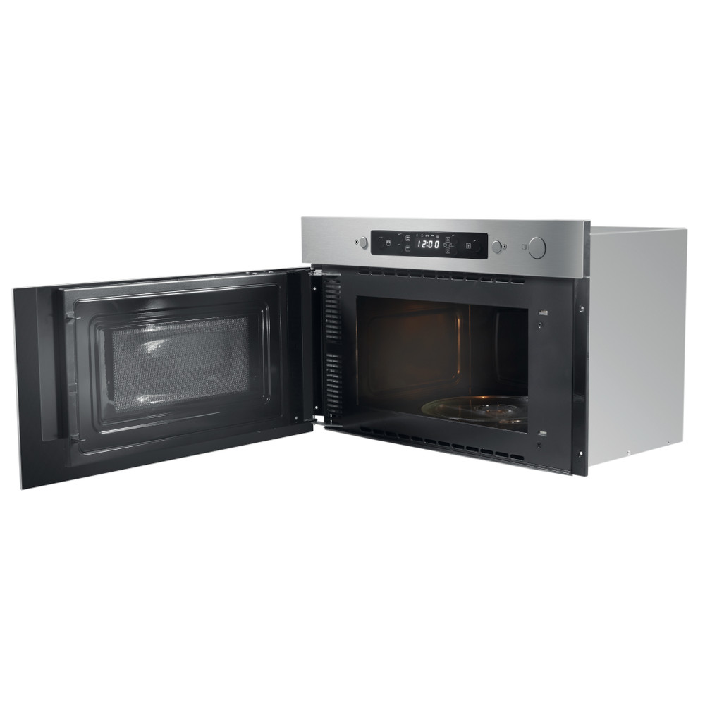 Whirlpool Mikrohullámú sütő Beépíthető AMW 439/IX Rozsdamentes acél Elektromos 22 Mikrohullám+Grill funkció 750 Perspective open