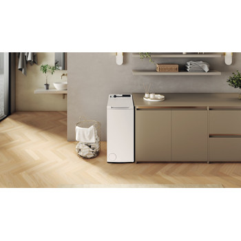 Whirlpool Lave-linge Pose-libre TDLR 6261BS BE Blanc Par le dessus A Lifestyle frontal