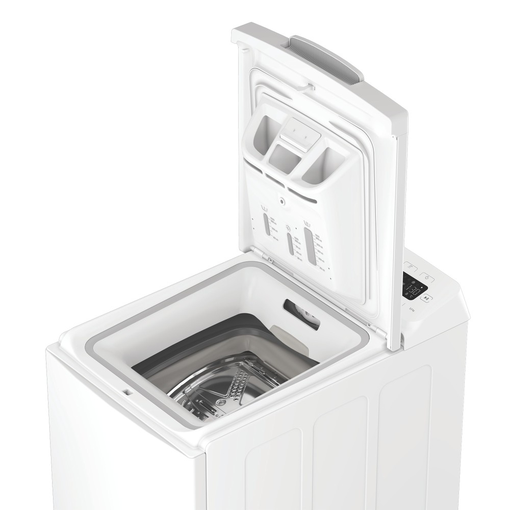 „Indesit“ Skalbimo mašina Laisvai pastatoma TI5513EMTEE Balta Pakraunama iš viršaus C Perspective open