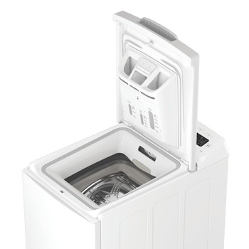 Indesit Перална машина Свободностоящи TI5513EMTEE Бял Модел с горно зареждане C Perspective open