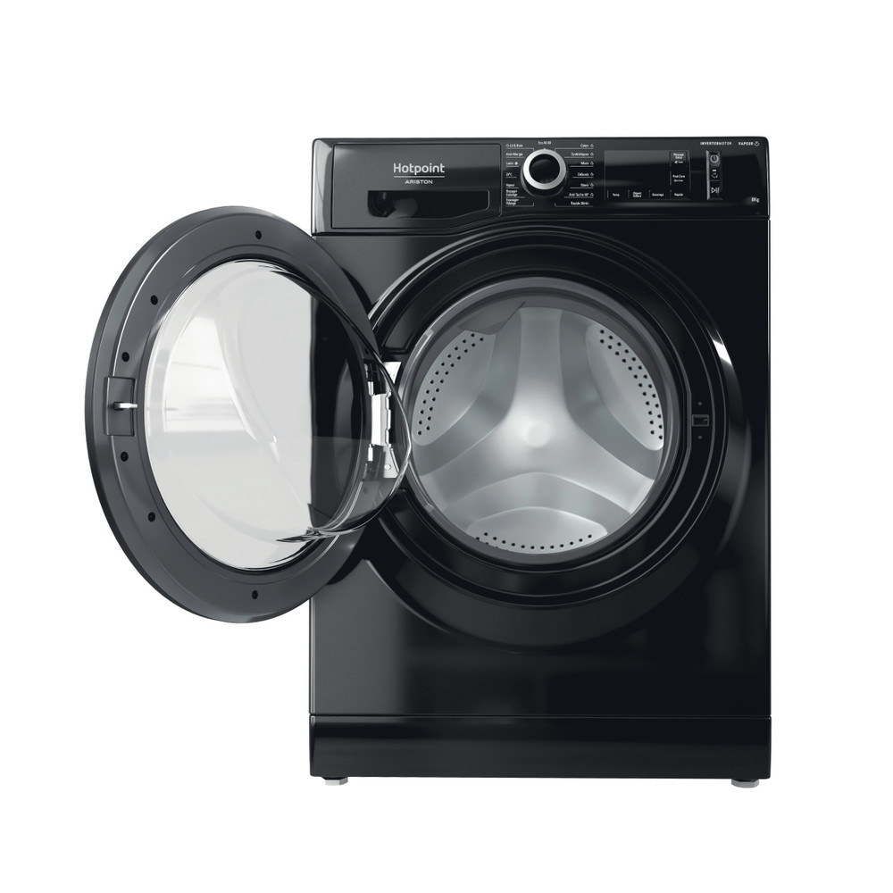 Hotpoint_Ariston Lave-linge Pose-libre CNM11 8458 BK FR Noir Lave-linge frontal B Frontal open
