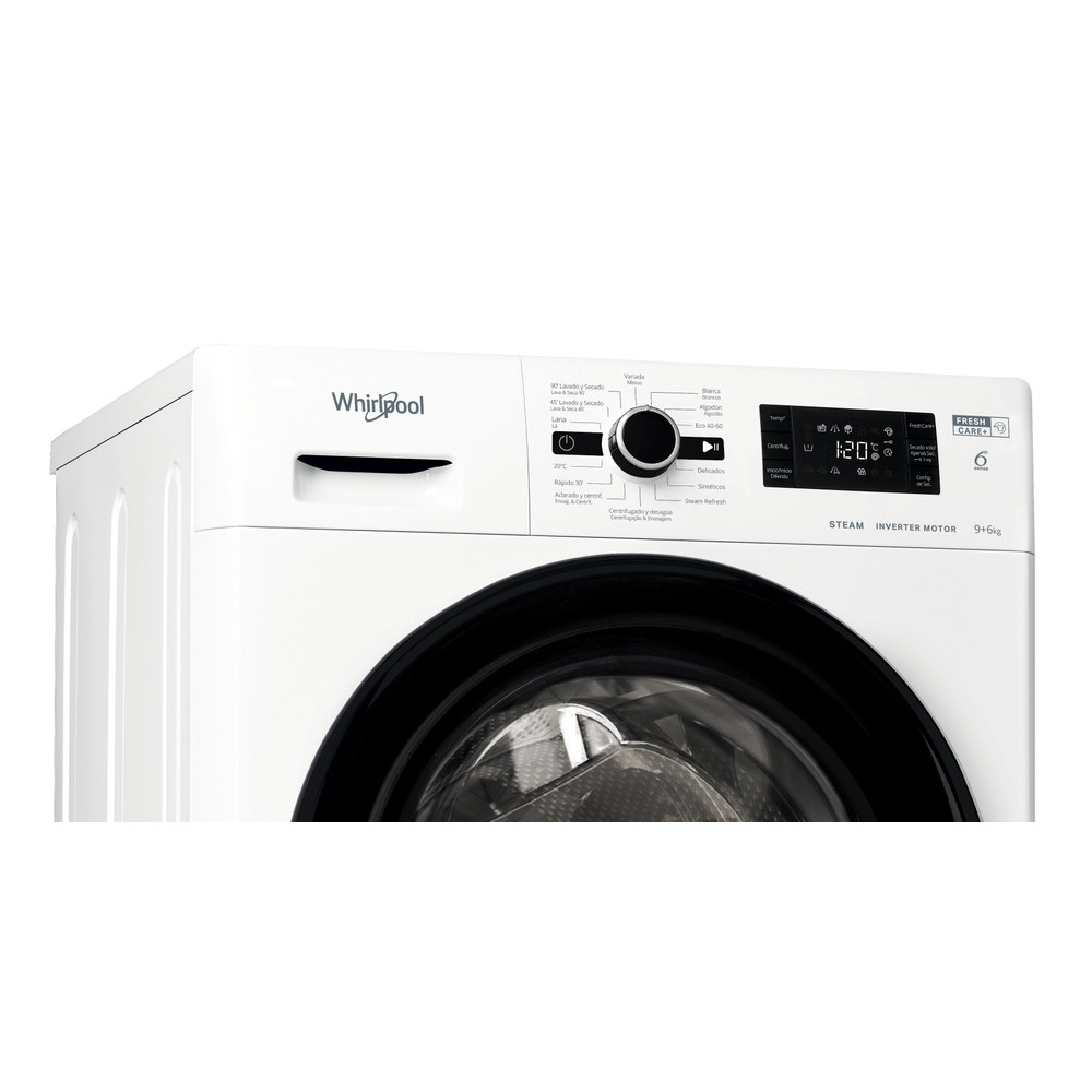 Whirlpool Lavadora secadora Libre instalación FWDG 961483 WBV SPT N Blanco Cargador frontal Control panel