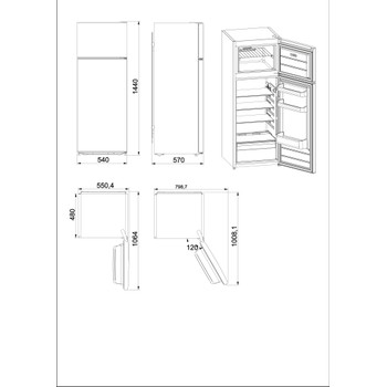 Indsit Racitor-congelator combinat Independent I55TM 4110 W 1 Alb 2 doors Technical drawing