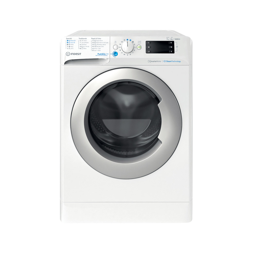 Indesit Pesumasin-kuivati Eraldiseisev BDE 76435 WSV EE Valge Eestlaetav Frontal