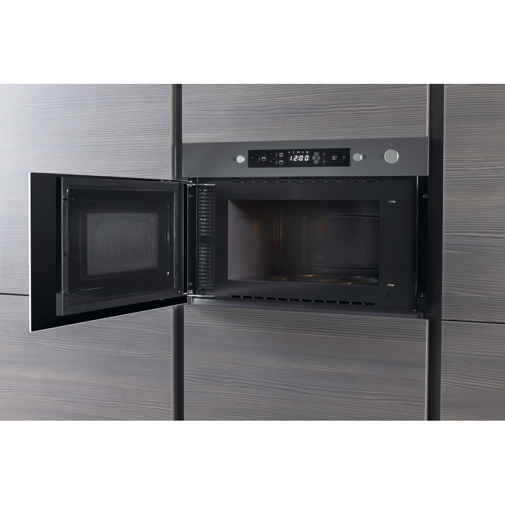 Whirlpool Mikrohullámú sütő Beépíthető AMW 439/IX Rozsdamentes acél Elektromos 22 Mikrohullám+Grill funkció 750 Lifestyle perspective open