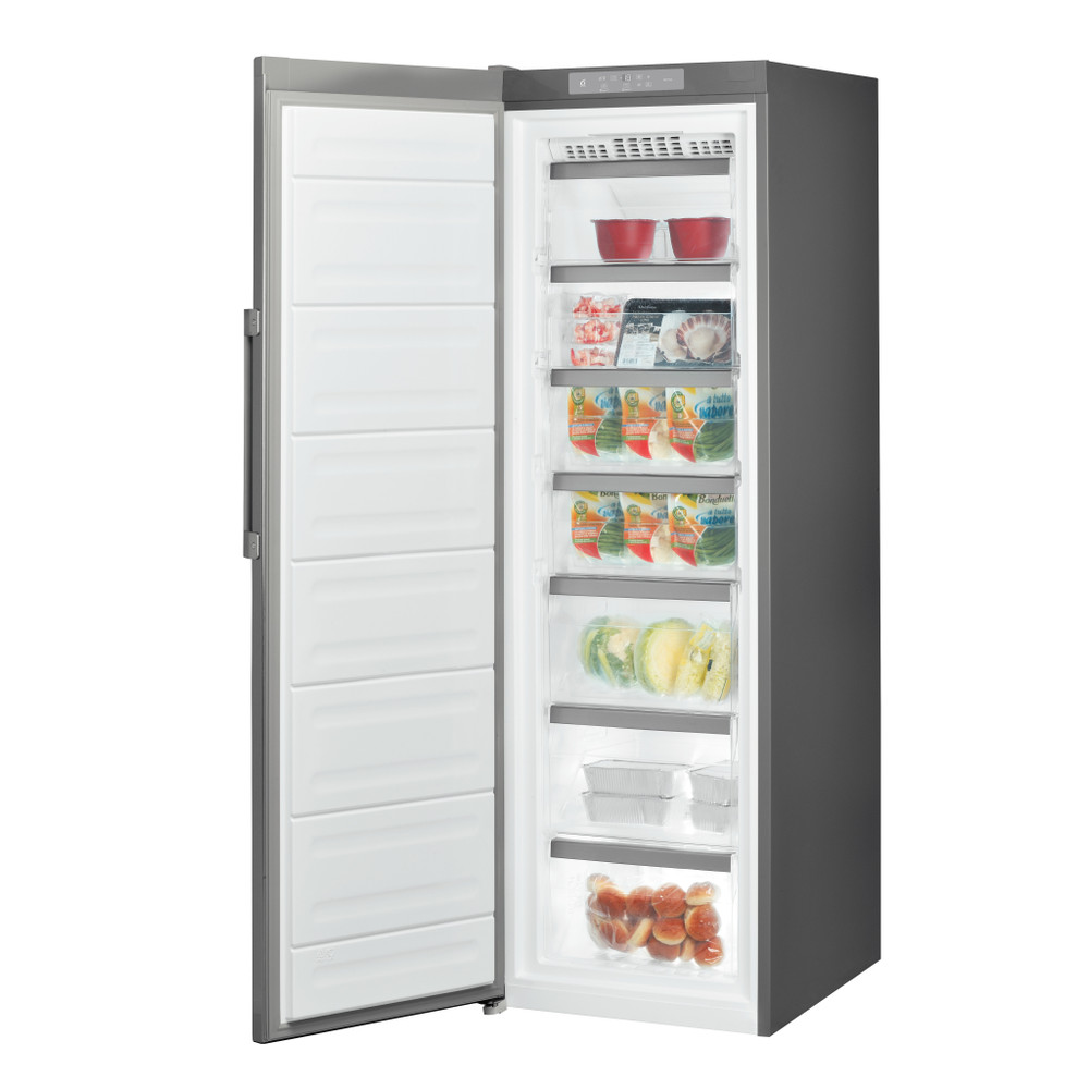 Whirlpool Freezer Freestanding UW8 F2C XB UK 2 Optic Inox Perspective open