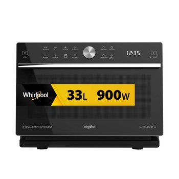 Whirlpool Mikrohullámú sütő Szabadonálló MWSC 933 SB Ezüst Elektromos 33 Mikrohullám-Kombi 900 Frontal