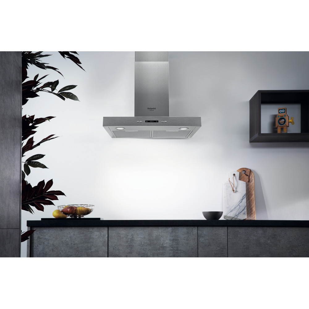 Hotpoint_Ariston Hotte Encastrable HHBS 6.7F LL X Inox Mural Electronique Lifestyle frontal