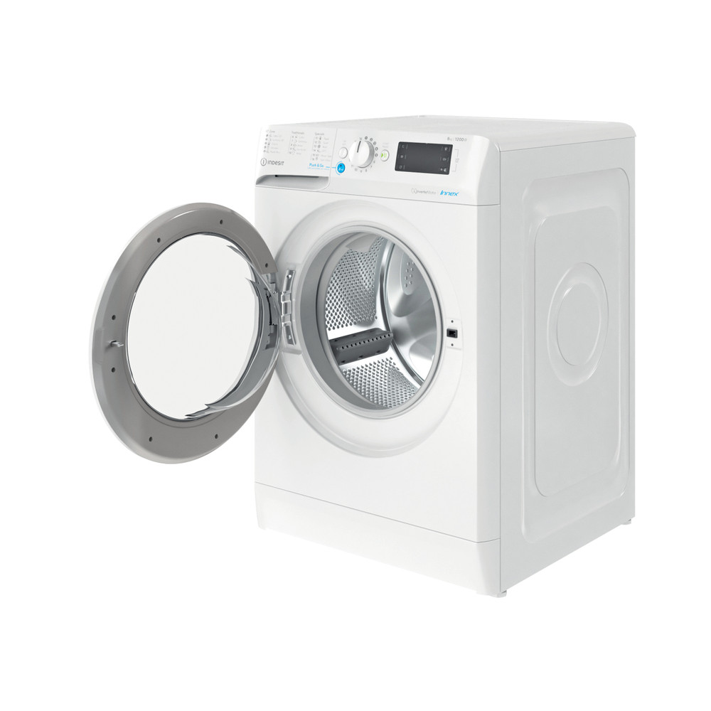 Indesit Perilica za rublje Samostojeći BWE 81284X W EE N Bijela Prednje punjenje C Perspective open