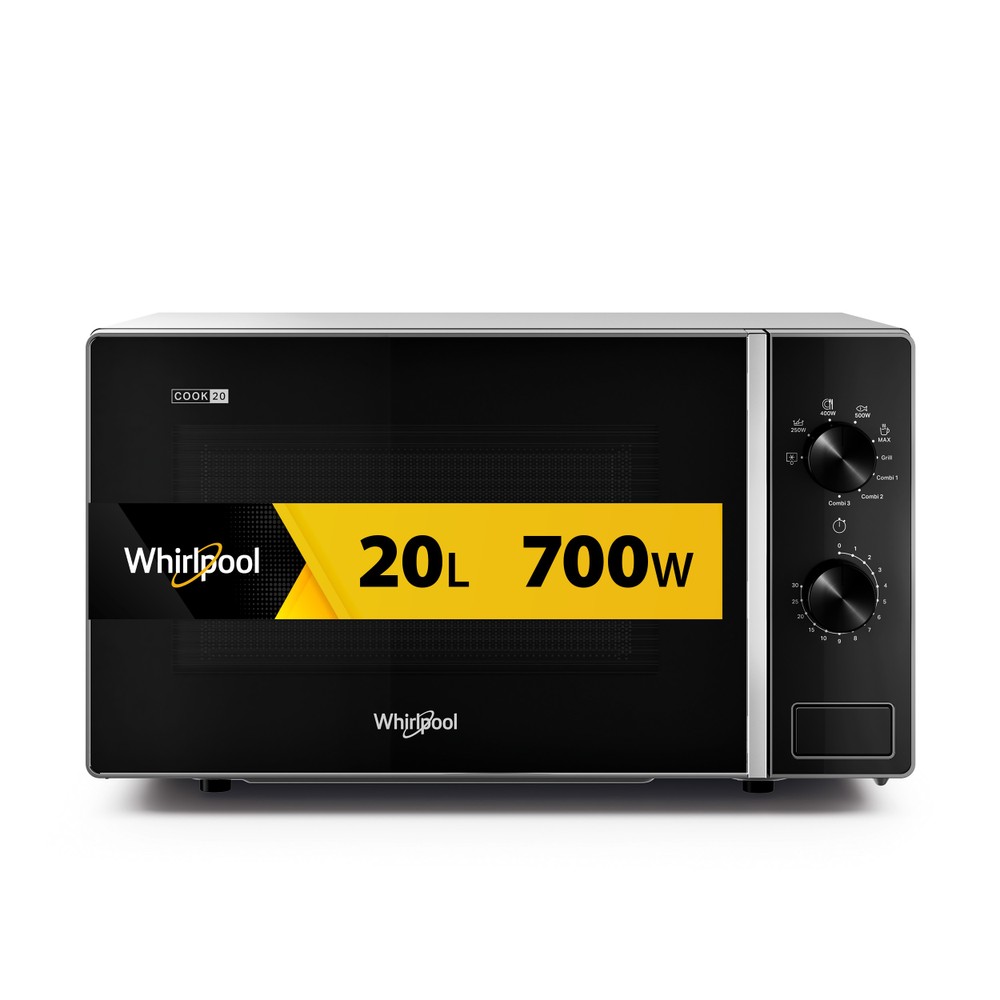 Whirlpool Mikrovlnná rúra Voľne stojace MWP 103 SB Striebornočierna Mechanické 20 Mikrovlny + Gril 700 Frontal