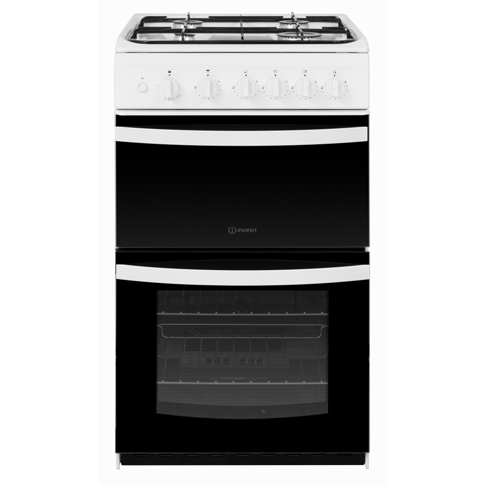 Indesit Double Cooker ID5G00KMW/UK White A+ Enamelled Sheetmetal Frontal