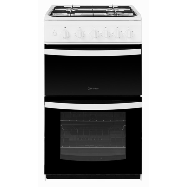 Indesit Double Cooker ID5G00KMW/UK White A+ Enamelled Sheetmetal Frontal