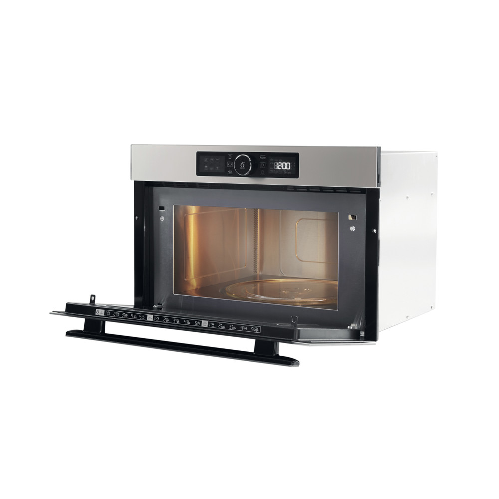 Whirlpool Mikrohullámú sütő Beépíthető AMW 730/SD Ezüst hajnal Elektromos 31 Mikrohullám+Grill funkció 1000 Perspective open