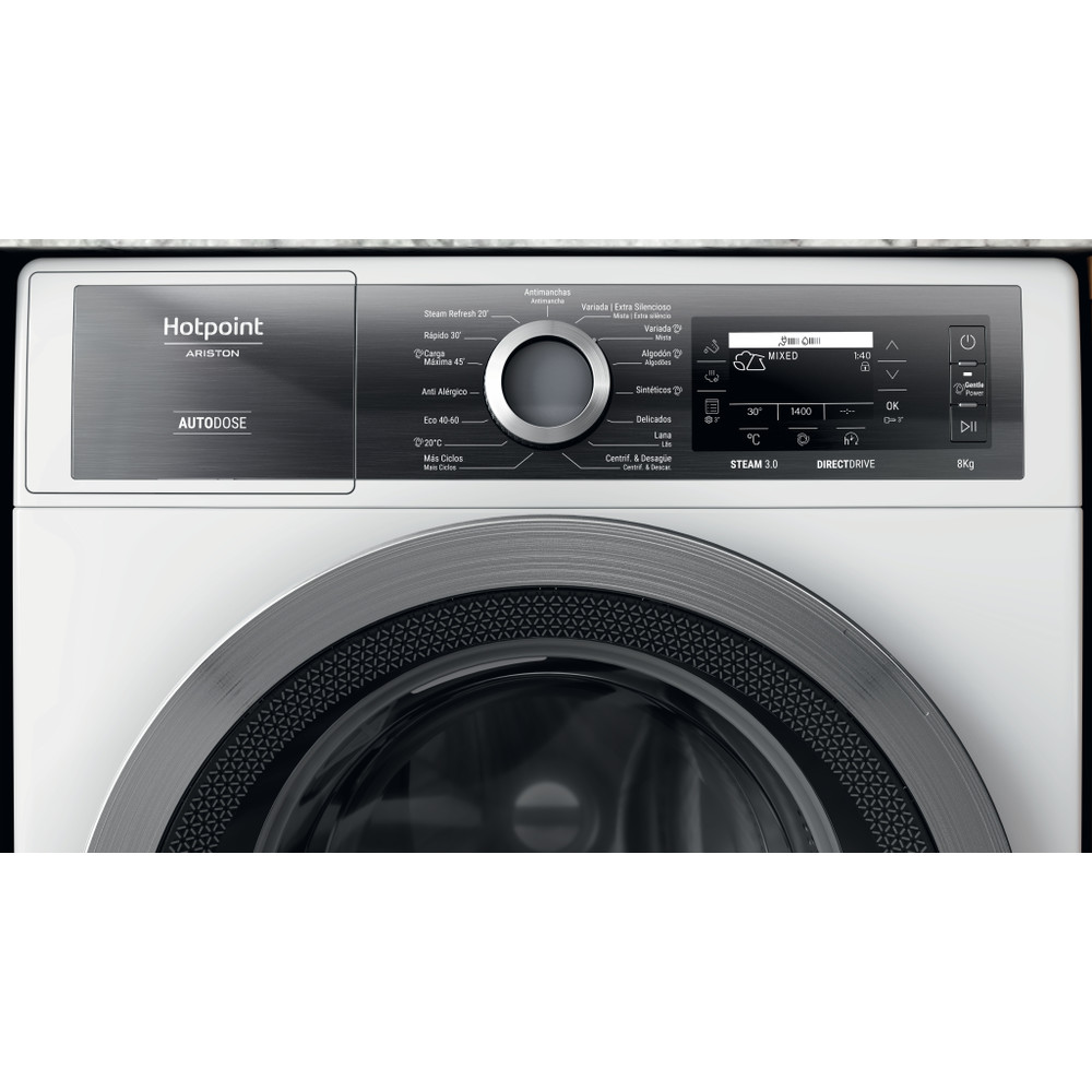 Hotpoint_Ariston Lavadora Libre instalación H8 89AD GPOWER SPT Blanco Cargador frontal A Control panel