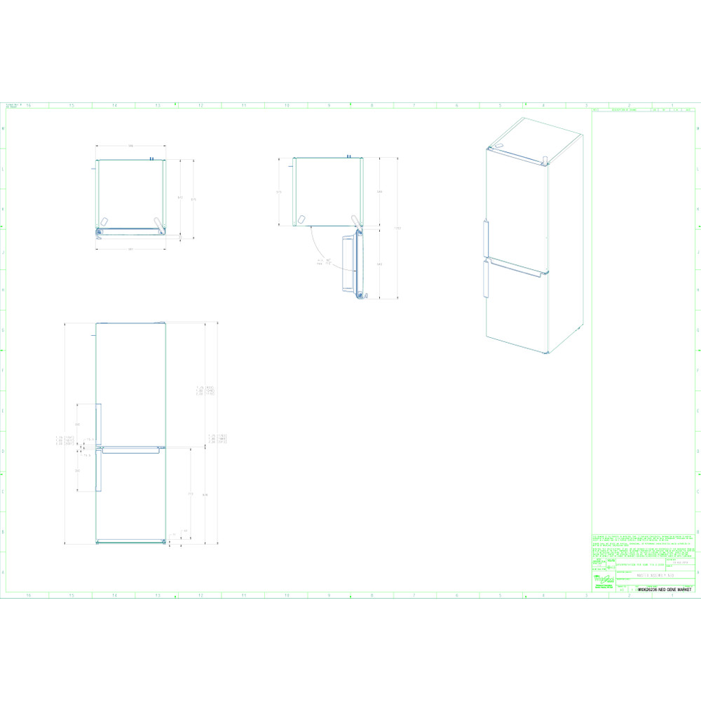 Whirlpool Kombinirani hladnjak Samostojeći W9 931D KS H 3 Crna/Inox 2 doors Technical drawing