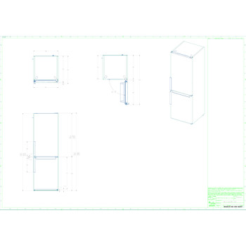 Whirlpool Kombinirani hladnjak Samostojeći W9 941D IX H Inox 2 doors Technical drawing