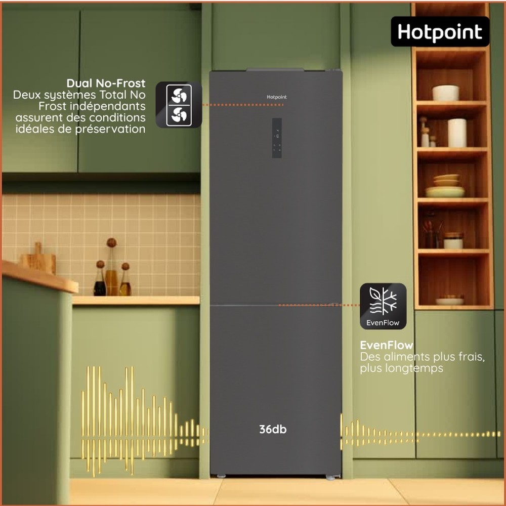 Hotpoint Combiné Pose-libre HPK 26363 XBR5E ARC 764 Manhattan Gray 2 portes Lifestyle detail
